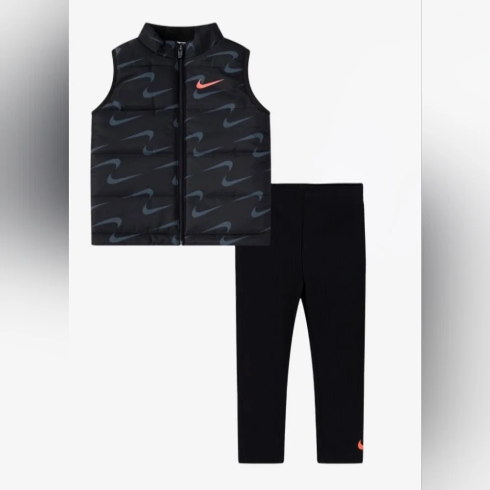Nike Black and Pink Vest and Leggings Set